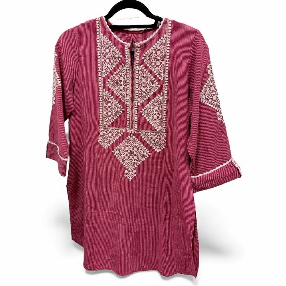 Lakshita Womens Embroidered Tunic Kurta in red and white size large NWT